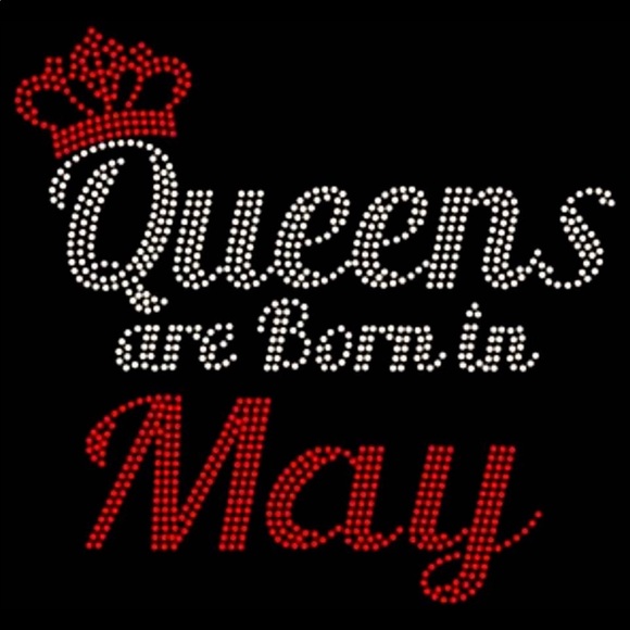 Tops - Queens are born in May Rhinestone T-shirt